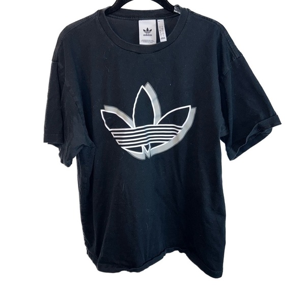 Adidas Shirt Original Shadow Outline Trefoil Logo Graphic Tee Short Sleeve Top - Picture 1 of 6